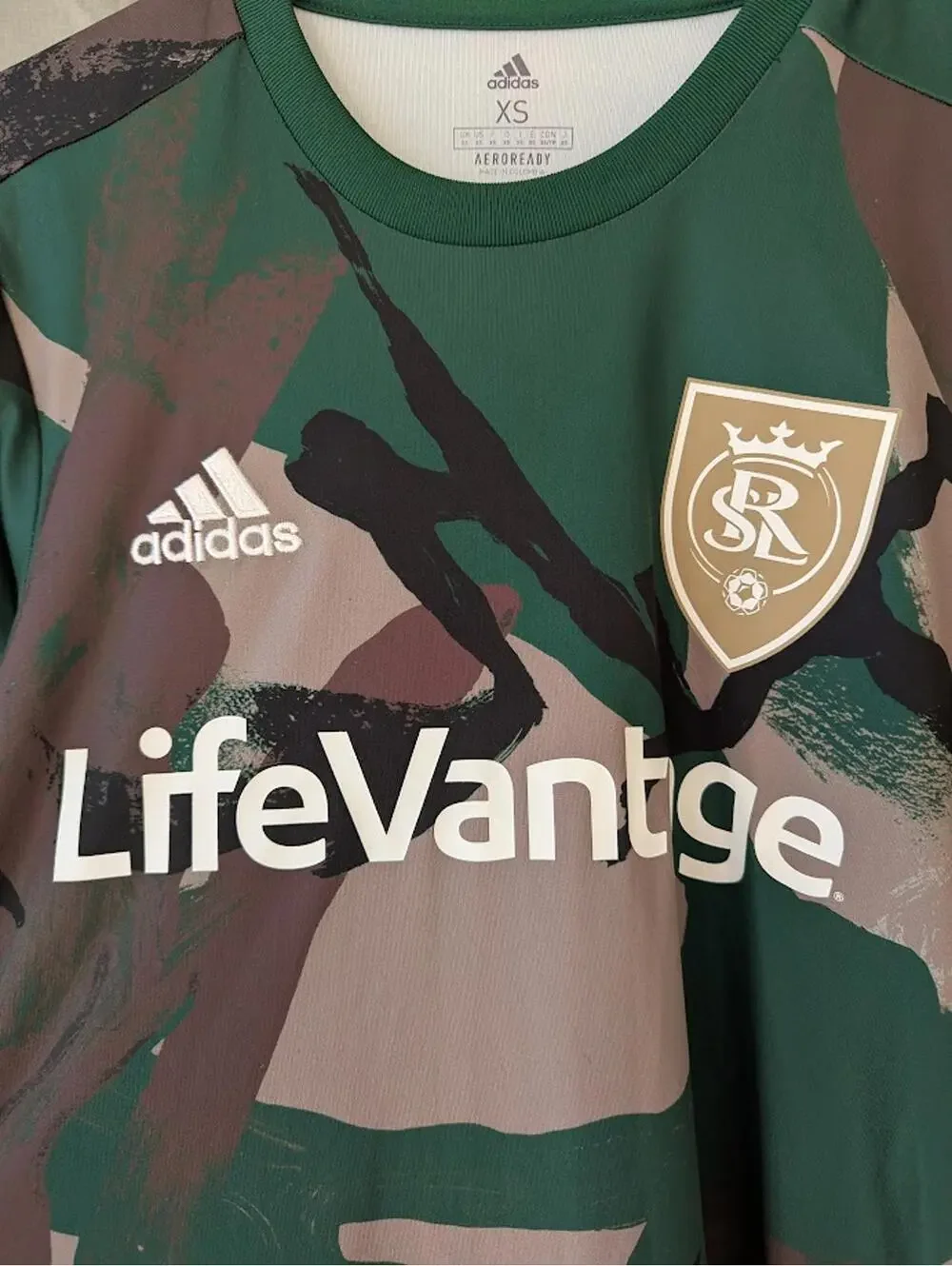 Official 2021 Real Salt Lake MLS Camo Football Soccer Jersey Adidas XS Aeroready